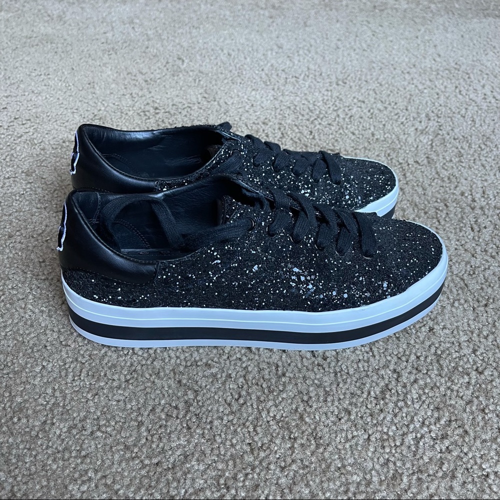 Alice + Olivia Black Glitter Platform Slip-On Sneakers - Picture 6 of 13